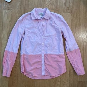 J Crew Pink Colorblock Boy Fit Buttondown